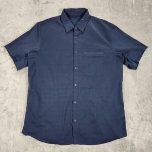 Lululemon Seersucker‎ Shirt Mens Large Short Sleeve Button Front Casual Summer